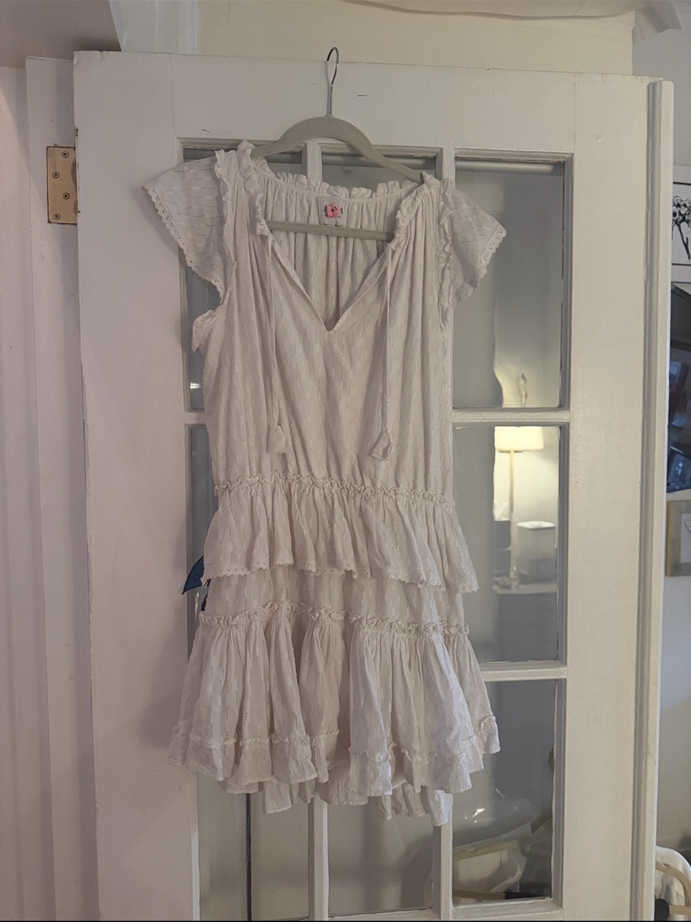 Misa Los Angeles Cream Tiered Ruffle Mini Dress